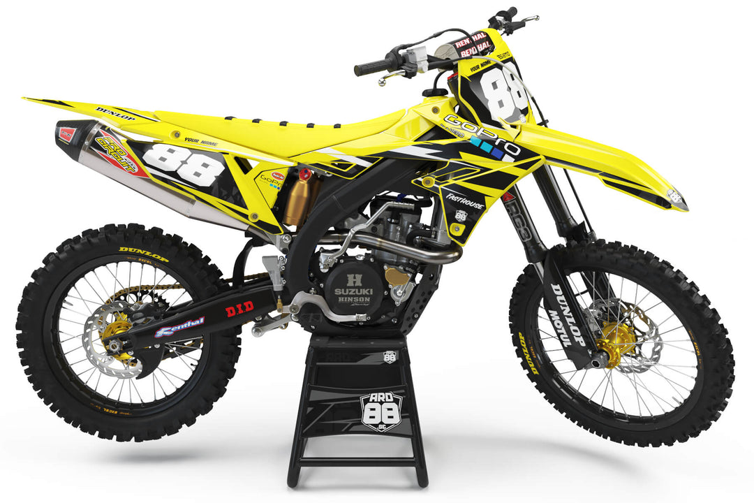 Suzuki RM-Z GoPro Edition graphics kit on a Suzuki RM-Z