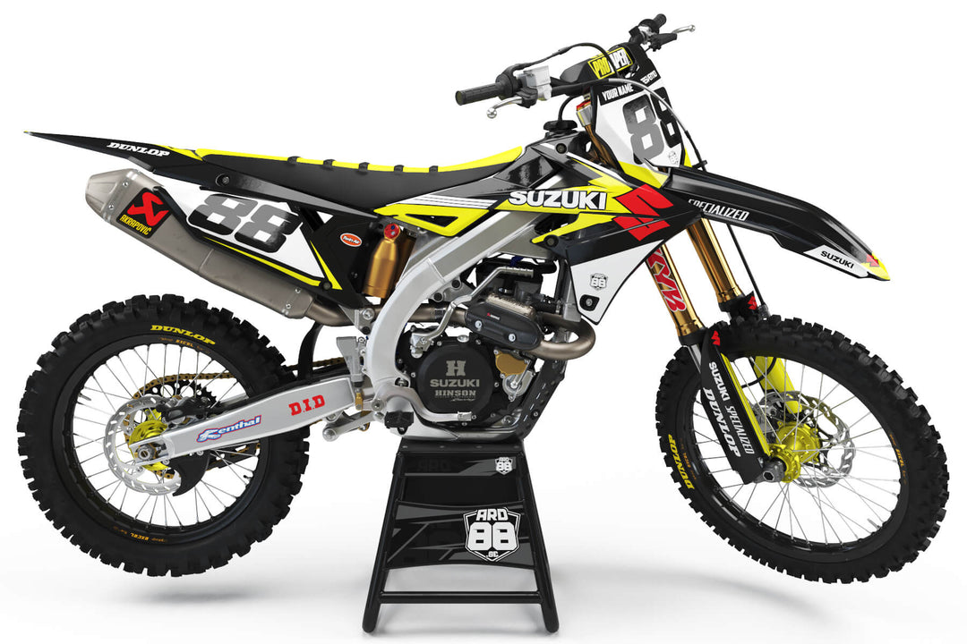 Suzuki RM-Z Team Red graphics kit on a Suzuki RM-Z