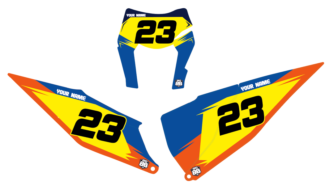 Custom motocross number plate backgrounds, set of three